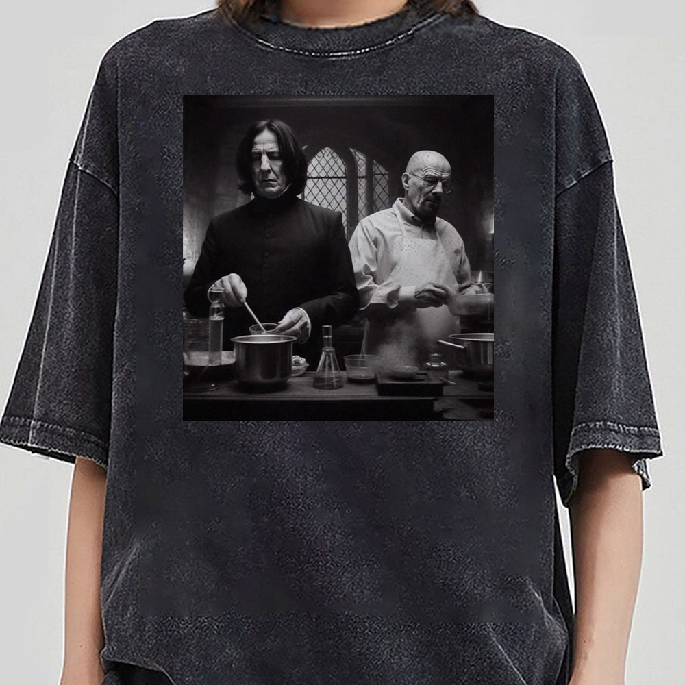 Vintage Severus Snape And Walter White In Lab Comfort T-shirt, Wizard House Christmas Birthday Gift, Potter Halloween Shirt JJJ