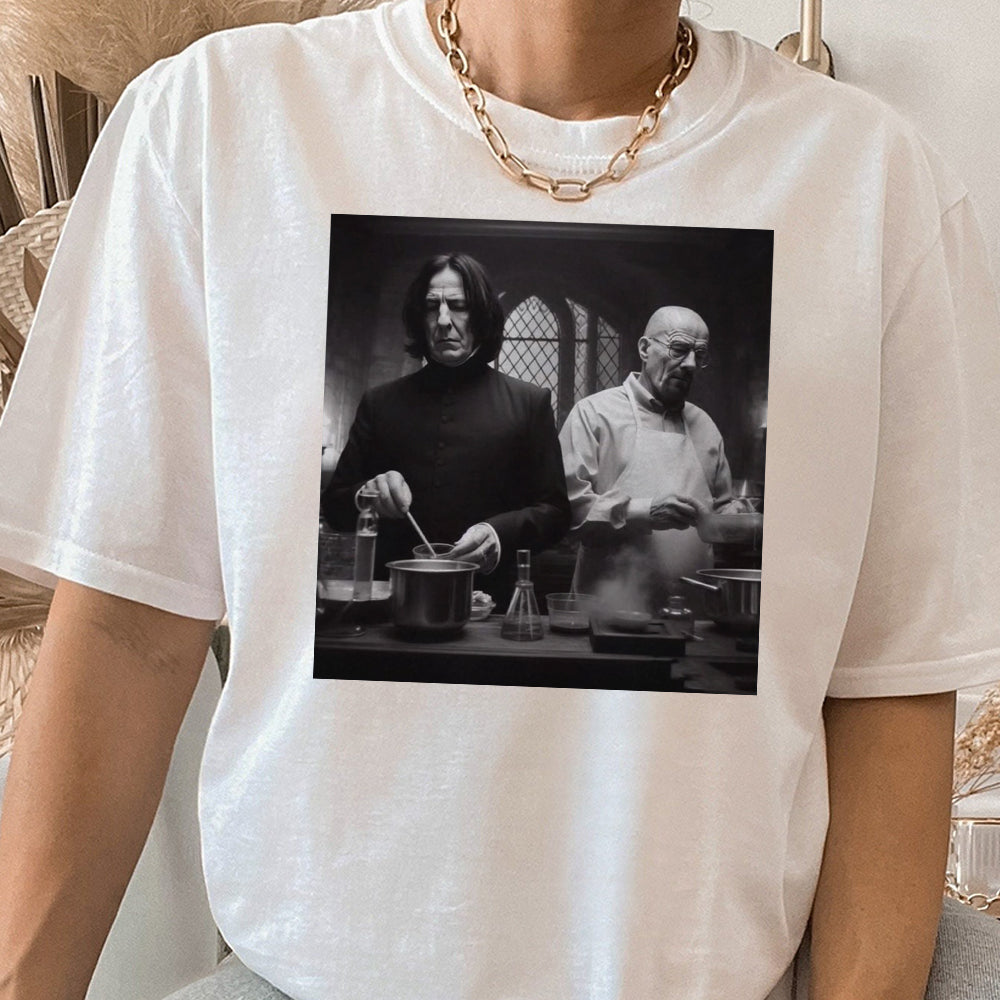 Vintage Severus Snape And Walter White In Lab Comfort T-shirt, Wizard House Christmas Birthday Gift, Potter Halloween Shirt JJJ