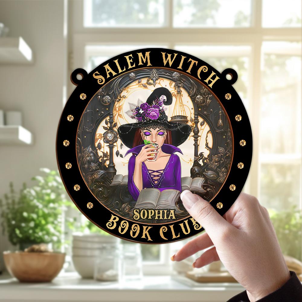 Salem Witch Book Club Personalized Witch Window Hanging Suncatcher Ornament ORHA2208