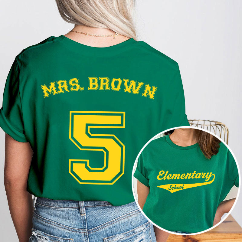 Personalized Sports Baseball Style Team Teacher Two Sided T-Shirt 2MAT88