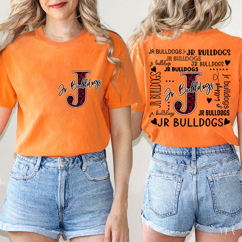 Personalized Leopard School Mascot Teacher Two Sided T-Shirt 2MAT68