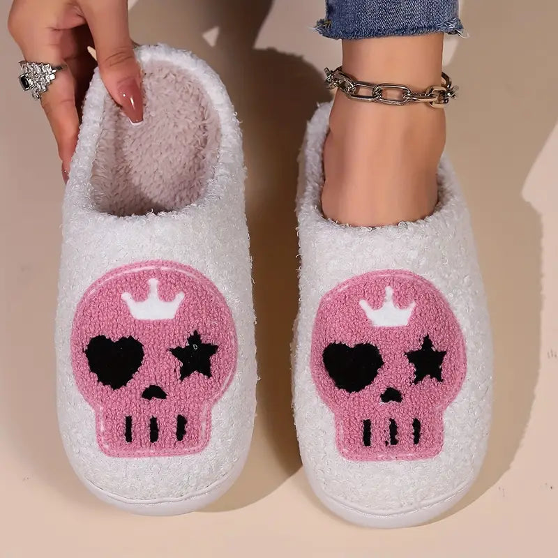 Cute Big Cherry Pattern Fuzzy Slippers, Closed Toe Plush House Bedroom Shoes, Cozy & Warm Home Slippers SL0808 24