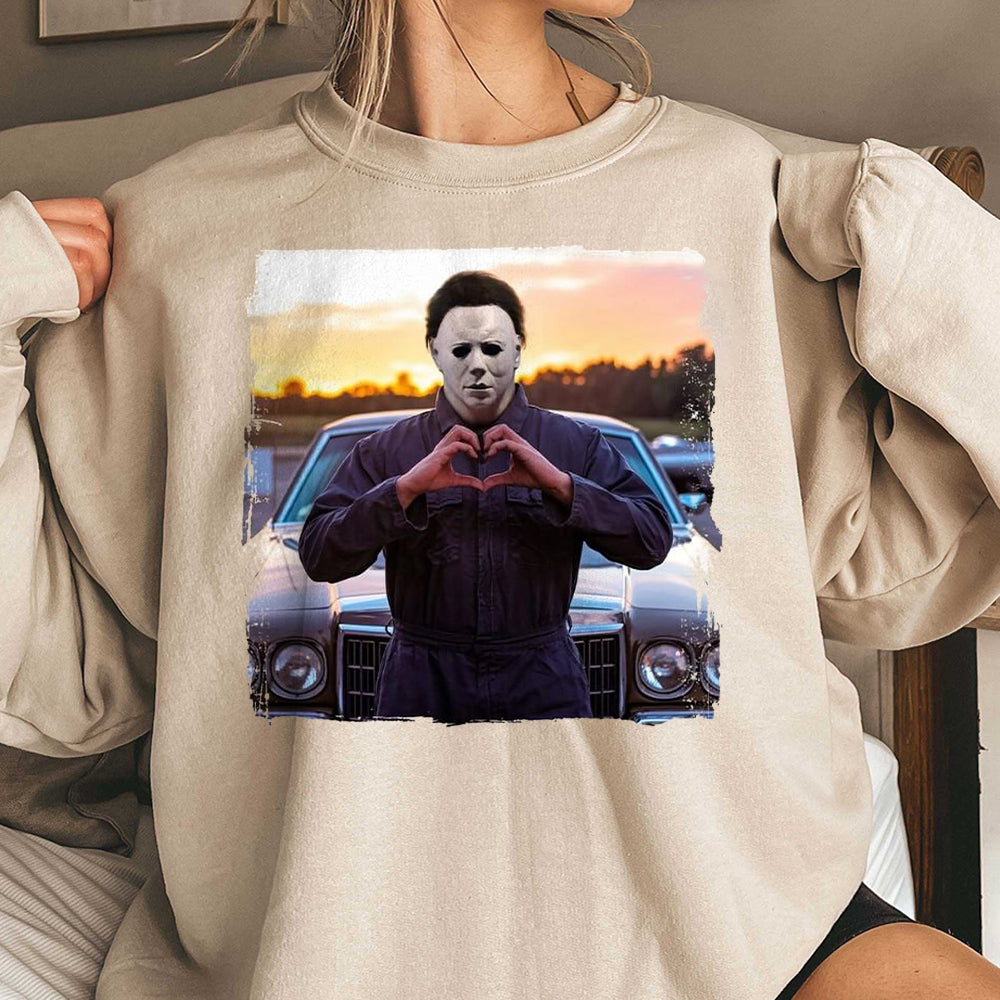 90s Michael Meyers Halloween Heart Hands Shirt, Michael Meyers Shirt Shirt,Horror Movie Shirt, Myers Thriller Friday the 13th Horror 3 AAA