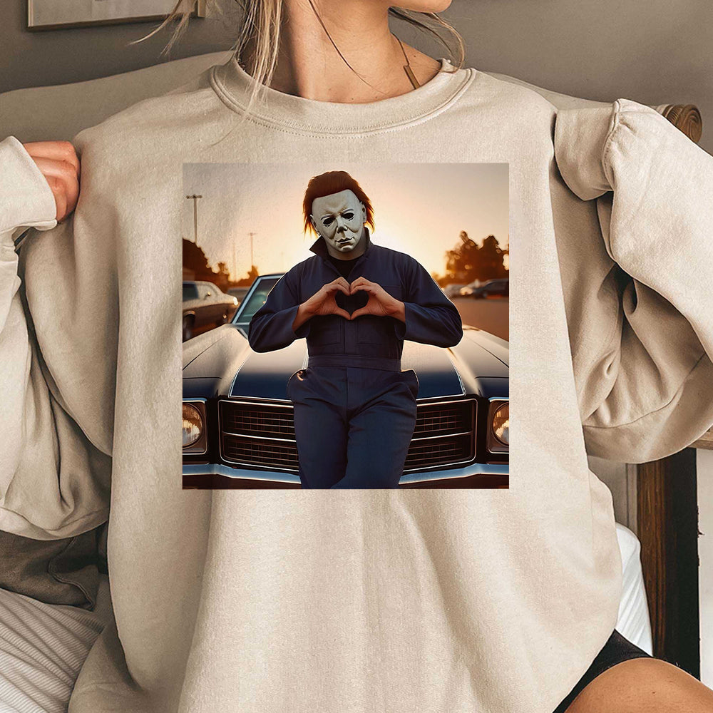 Michael Myers Heart Hands Halloween Unisex Garment-Dyed T-shirt GGG