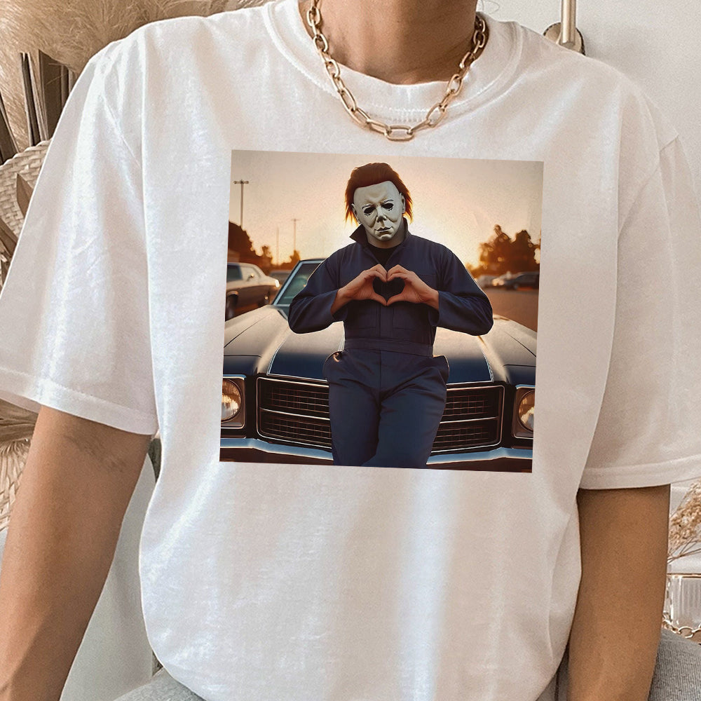 Michael Myers Heart Hands Halloween Unisex Garment-Dyed T-shirt GGG