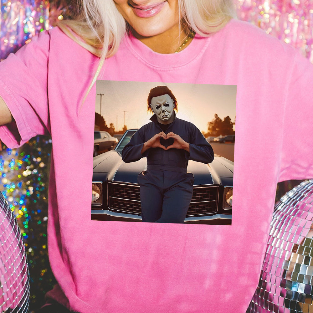 Michael Myers Heart Hands Halloween Unisex Garment-Dyed T-shirt GGG