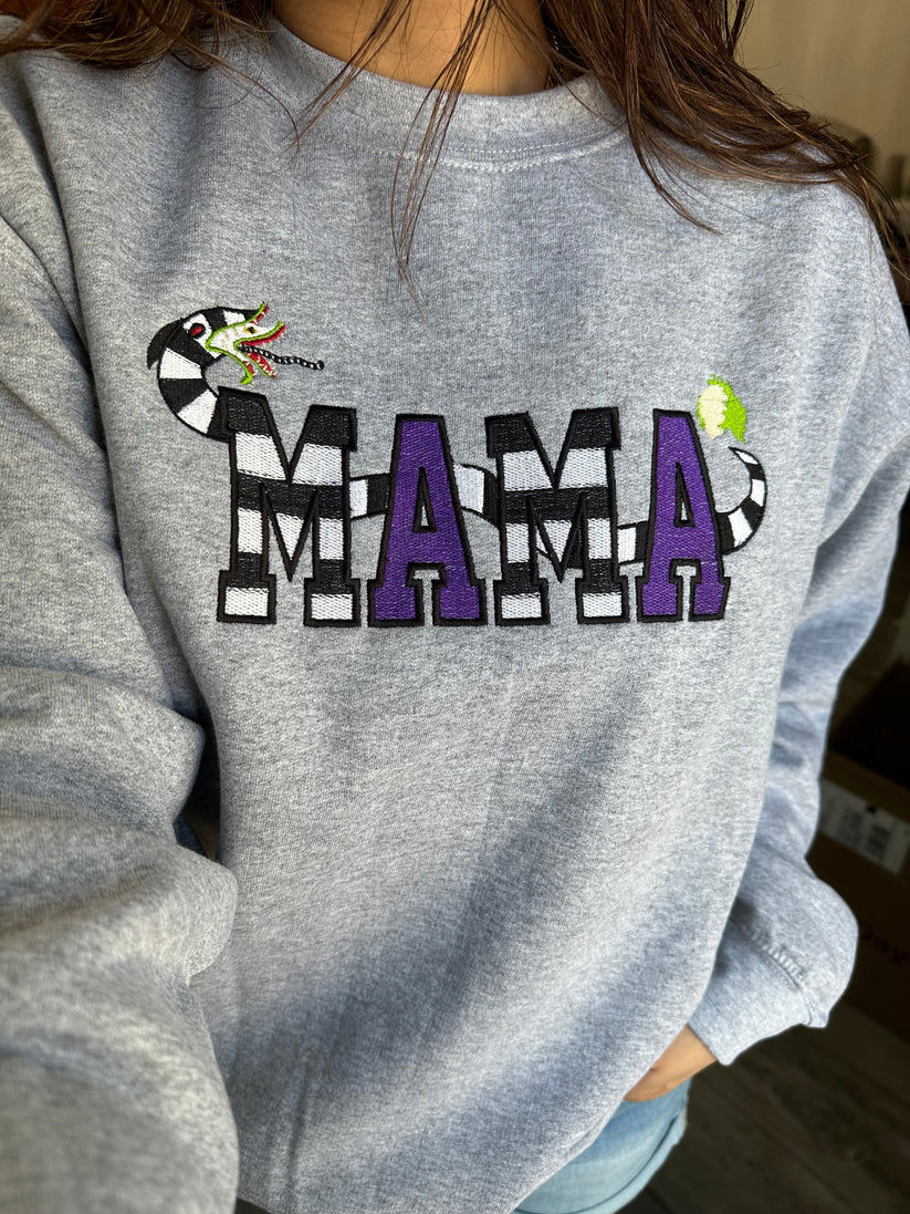 Mama Bettlejuice Embroidered Sweatshirt EMHA0609