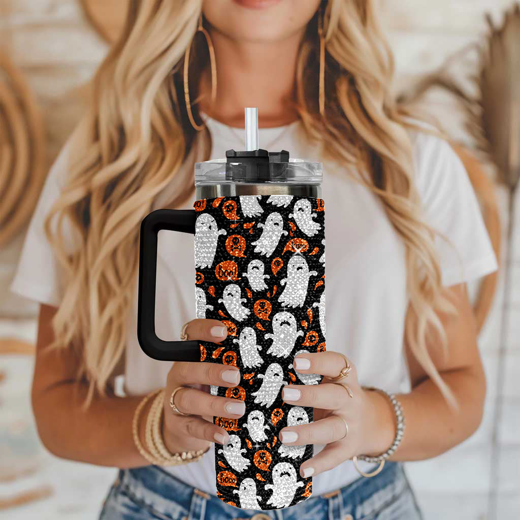 Spooky Ghost 40oz Rhinestone Tumbler, Halloween Ghostie Bling Tumbler, Halloween Gift Idea, Spooky Season Fall Cup, Cute Ghost Tumbler TUM2908