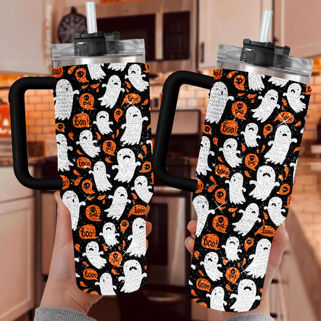 Spooky Ghost 40oz Rhinestone Tumbler, Halloween Ghostie Bling Tumbler, Halloween Gift Idea, Spooky Season Fall Cup, Cute Ghost Tumbler TUM2908