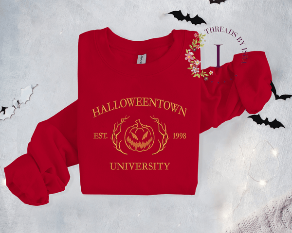 Halloweentown University Embroidered Sweatshirt , Cozy & Spooky Vibes EM1709S