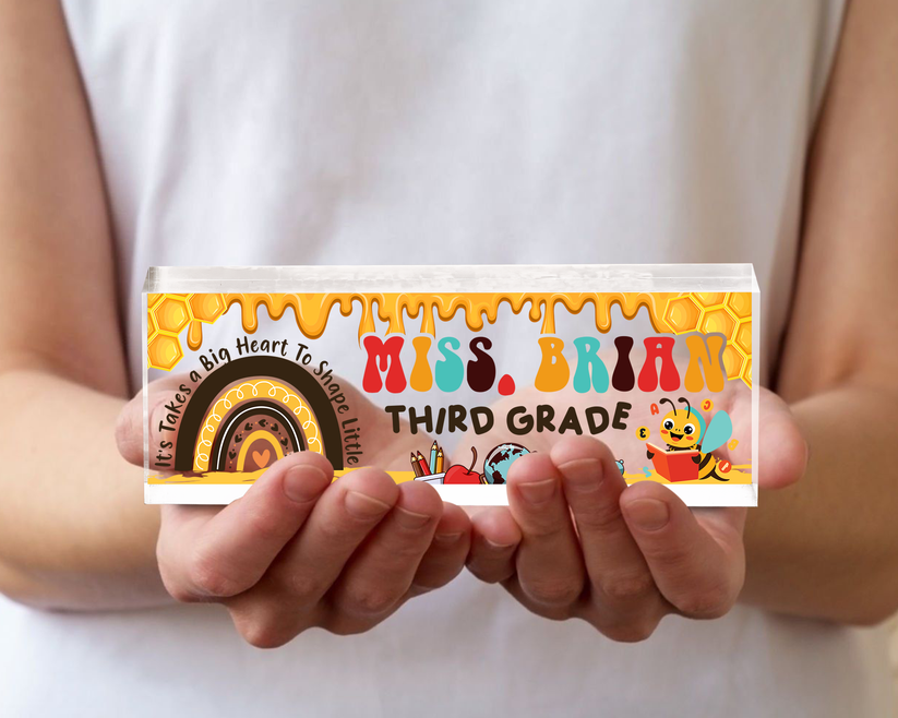 Honey Bee, Personalized Teacher Acrylic Name Plate, Teacher Name Sign, Teacher Appreciation Gift, Teacher Gift, TC31J7