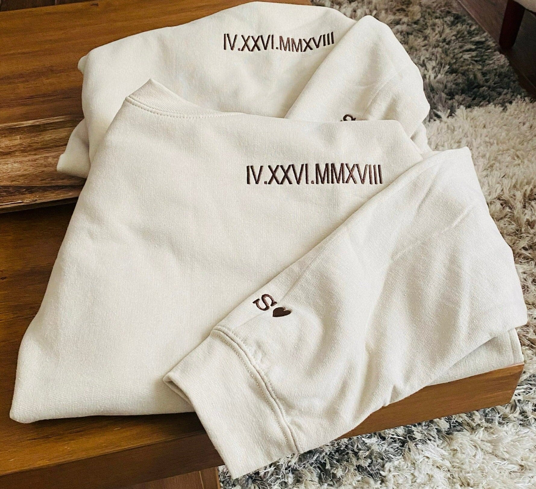 Personalized Couple Hoodies, Embroidered Anniversary Hoodie Wedding Gifts em2