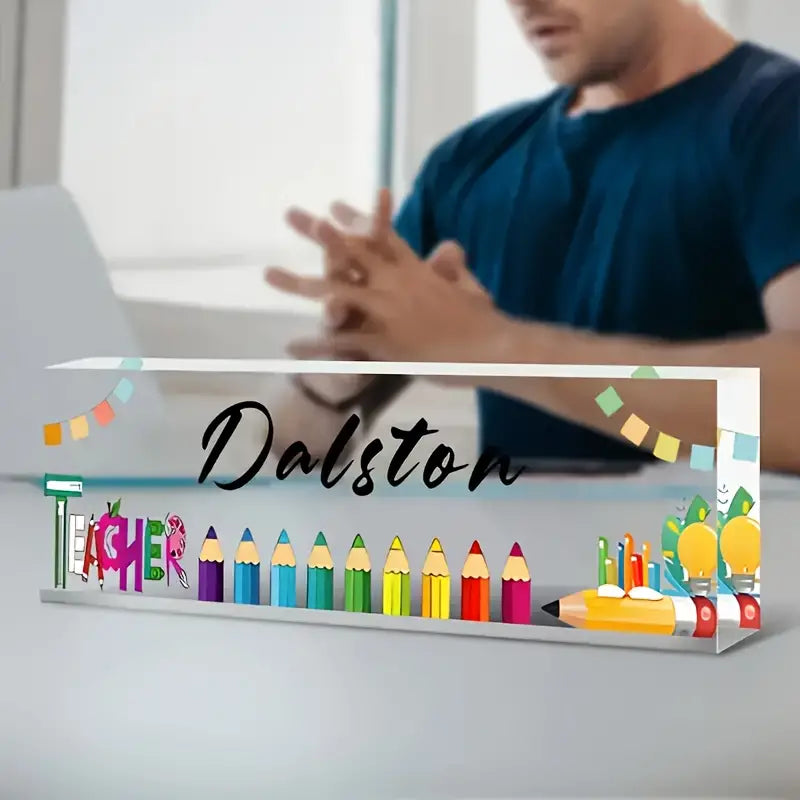 Personalized Acrylic Desk Nameplate - Perfect Gift for Boss, Teacher, or Colleague, TC31J7