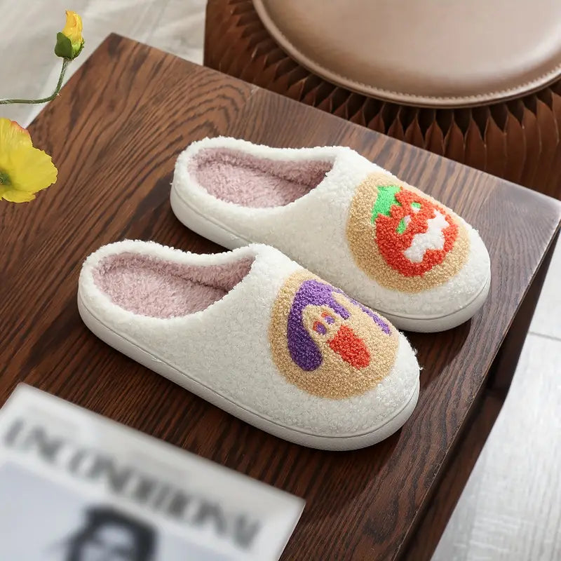 Cartoon Pattern" Cozy Halloween Cookie Embroidered Plush Slippers - Unisex, Vintage 90S Style, All-Season Comfort
 SL0808 28