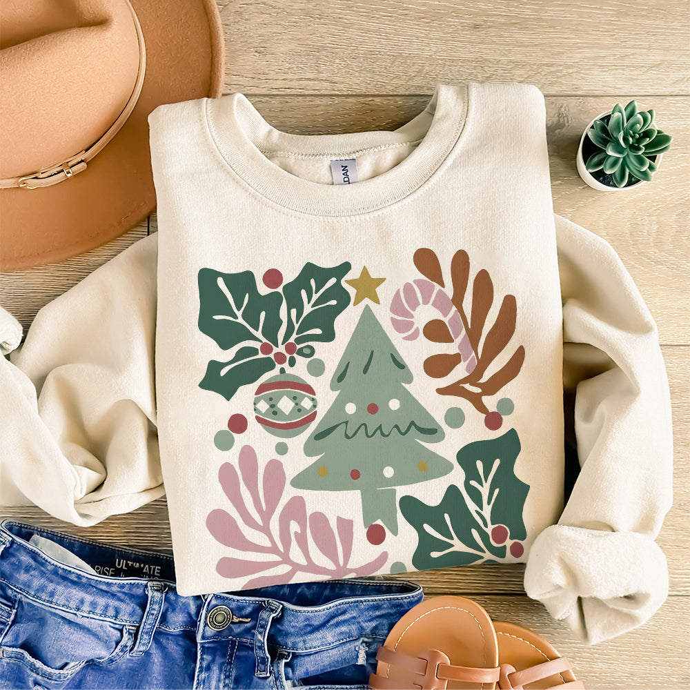 Merry and Bright Sublimation Boho Floral Christmas Png, Retro Christmas Png Boho Christmas Christmas Sublimation Christmas Tree png PNG2309 08 NPN