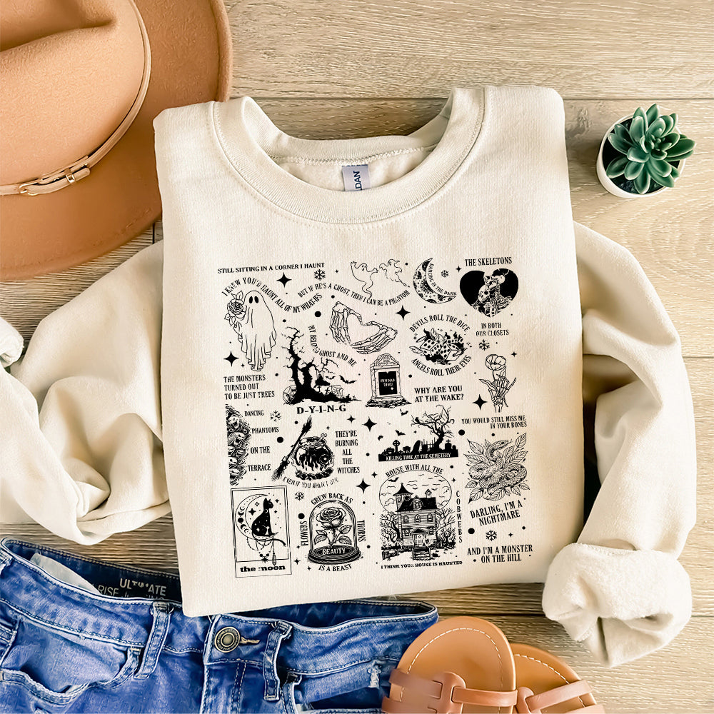 Halloween Songs SweaPng, Halloween T-Png, Spooky season Tee, Ghost Haunt Png, Fall Season, Pumpkin Halloween, Halloween Lyrics Png S23 2 OO