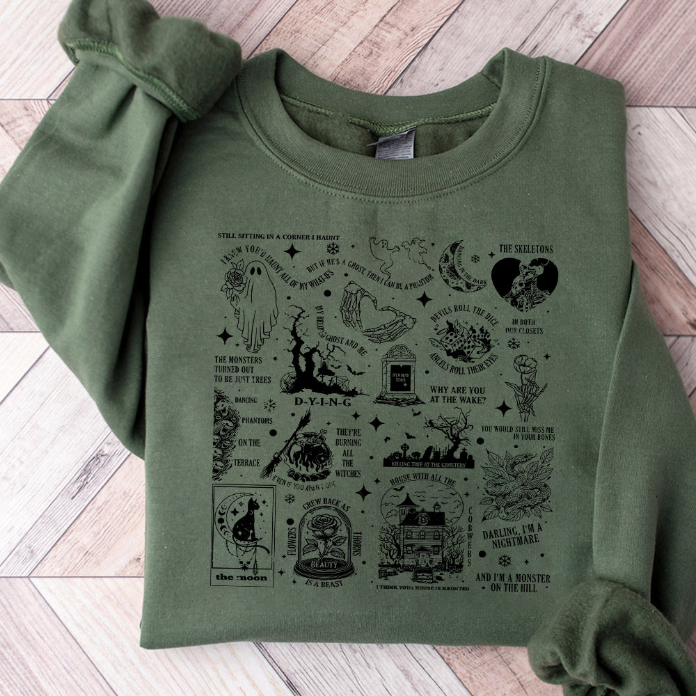 Halloween Songs SweaPng, Halloween T-Png, Spooky season Tee, Ghost Haunt Png, Fall Season, Pumpkin Halloween, Halloween Lyrics Png S23 2 OO