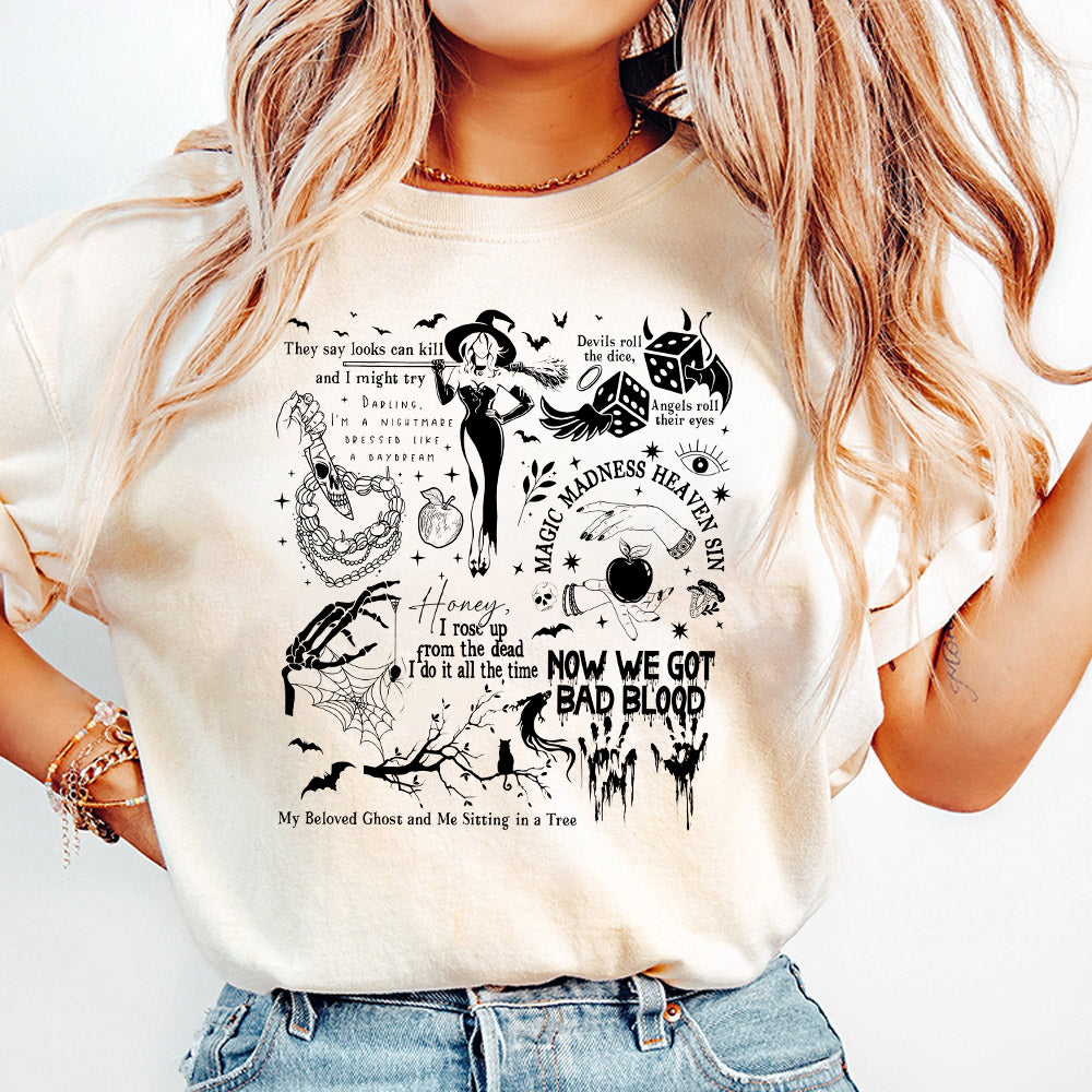 Halloween Lyrics Songs Png, Halloween Lyrics Youth Png, Spooky Season Tee, Ghost Haunt T-Png, Fall Season Tee, Spooky PNG1510 10 3 NPN