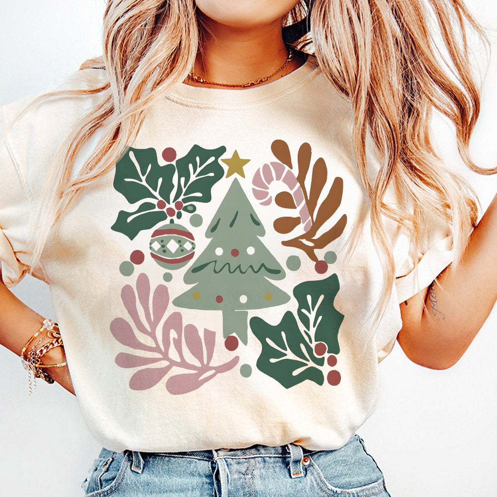 Merry and Bright Sublimation Boho Floral Christmas Png, Retro Christmas Png Boho Christmas Christmas Sublimation Christmas Tree png PNG2309 08 NPN