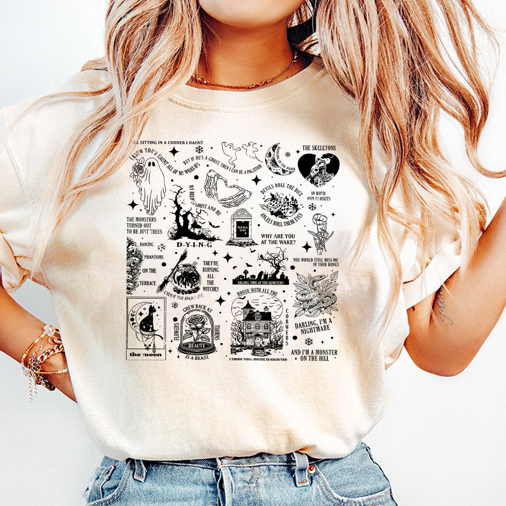 Halloween Songs SweaPng, Halloween T-Png, Spooky season Tee, Ghost Haunt Png, Fall Season, Pumpkin Halloween, Halloween Lyrics Png S23 2 OO