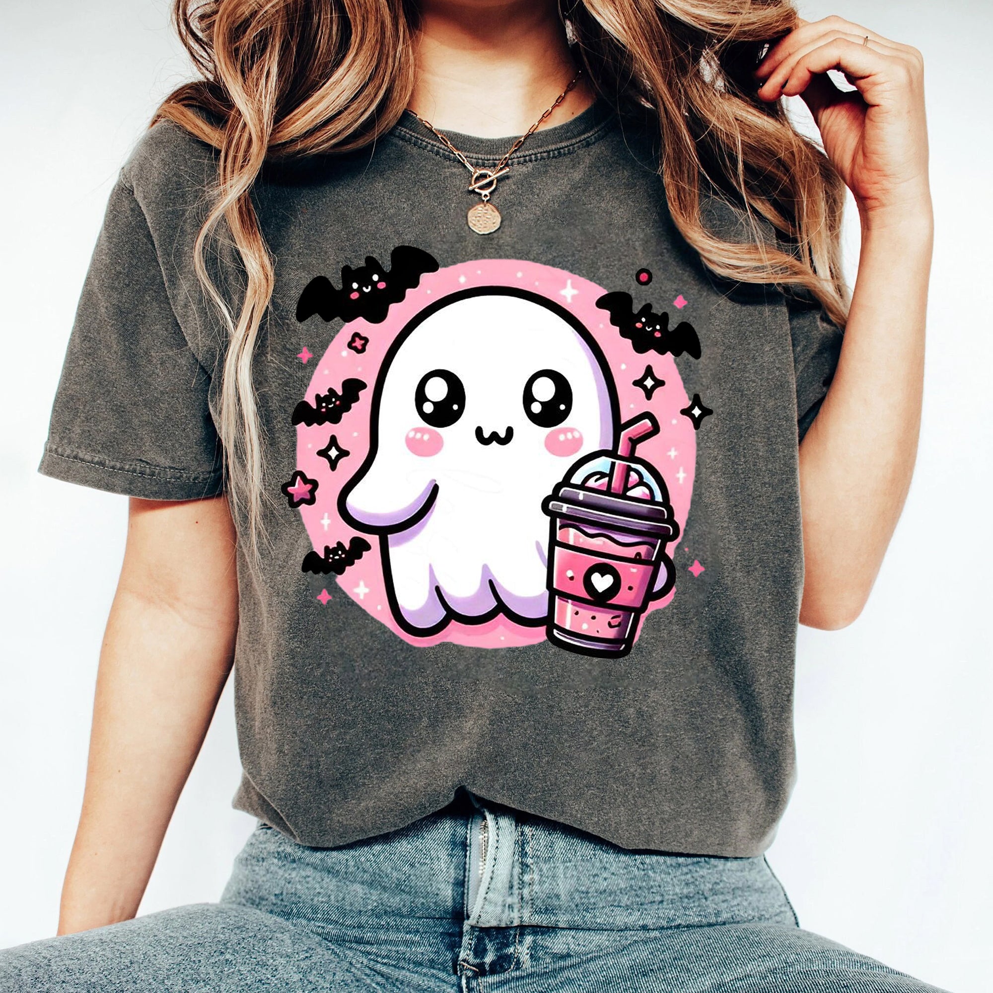 Pink Cute Ghost Coquette Bow Halloween Shirt, Halloween Ghosts Tshirt, Cute Ghost Shirt, Halloween Sweater, Halloween Party, Halloween Gift 2 FB2708