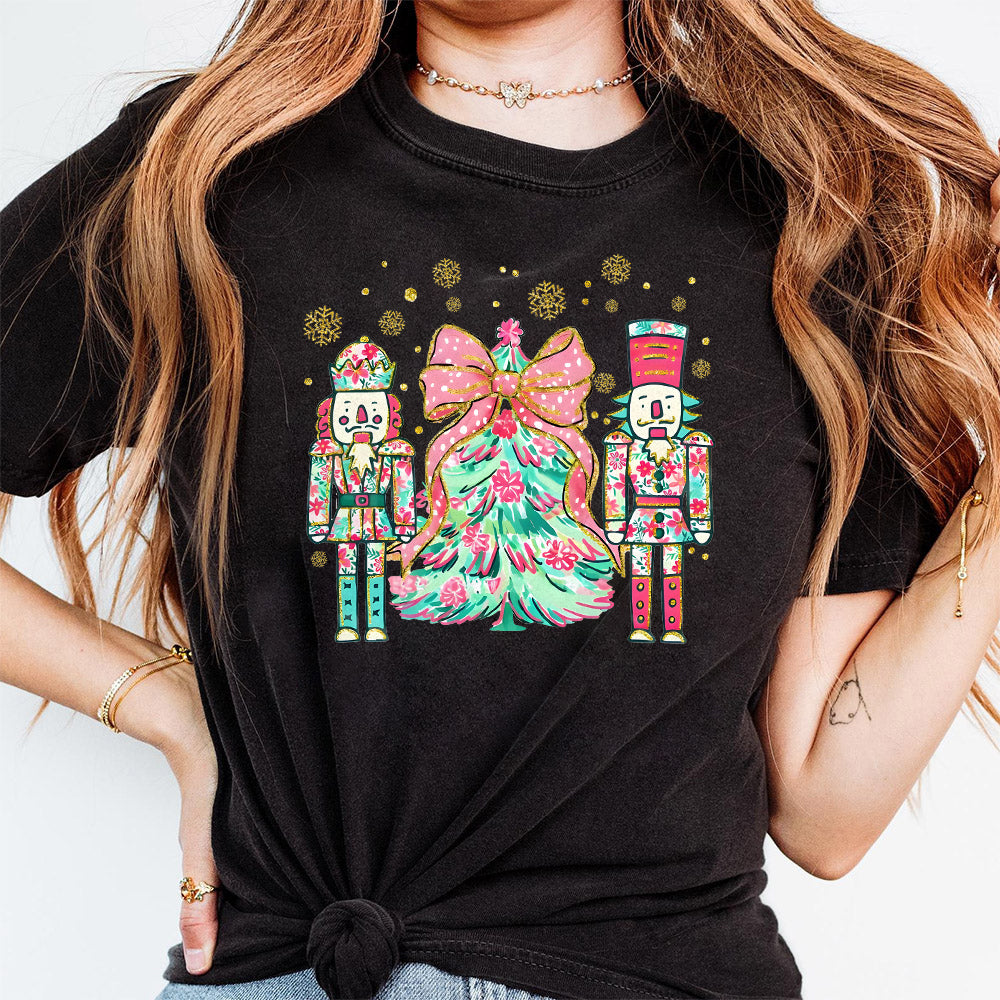 Pink floral christmas coquette png bundle, Pink Green brushstroke merry png, christmas png, christmas tree png, nutcracker png, Floral cross PNG1510 07 6 NPN