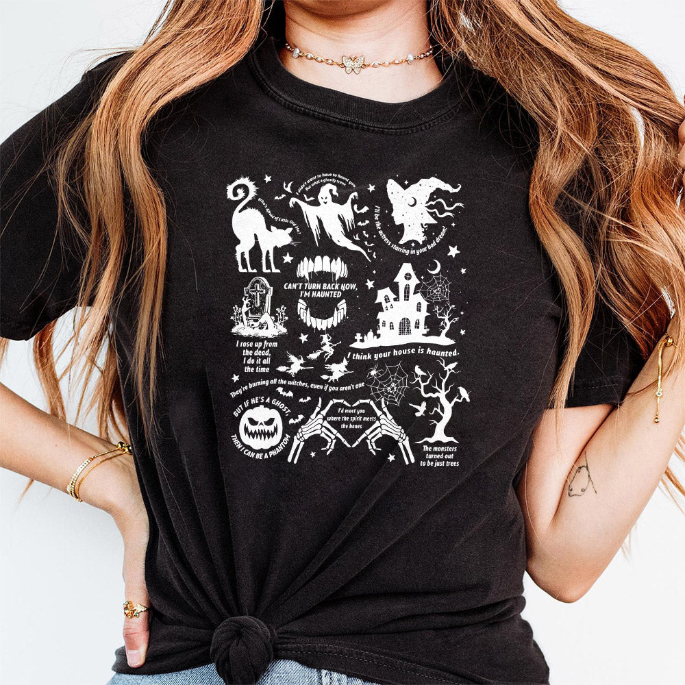 Spooky Halloween Crewneck SweatPng  Swift Lyrics Collage with Halloween Symbols & Lyrics  Cozy Swiftie Fall Apparel PNG0710 12 2 NPN