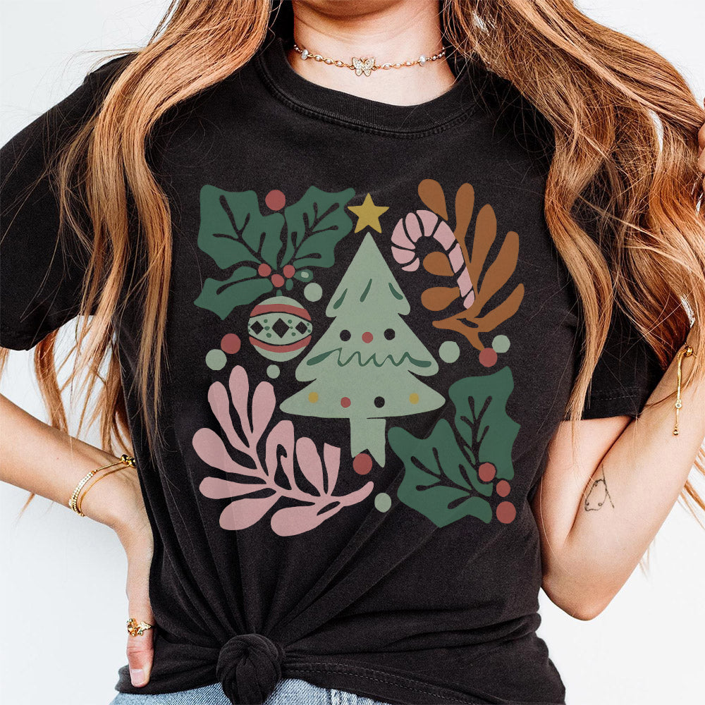 Merry and Bright Sublimation Boho Floral Christmas Png, Retro Christmas Png Boho Christmas Christmas Sublimation Christmas Tree png PNG2309 08 NPN