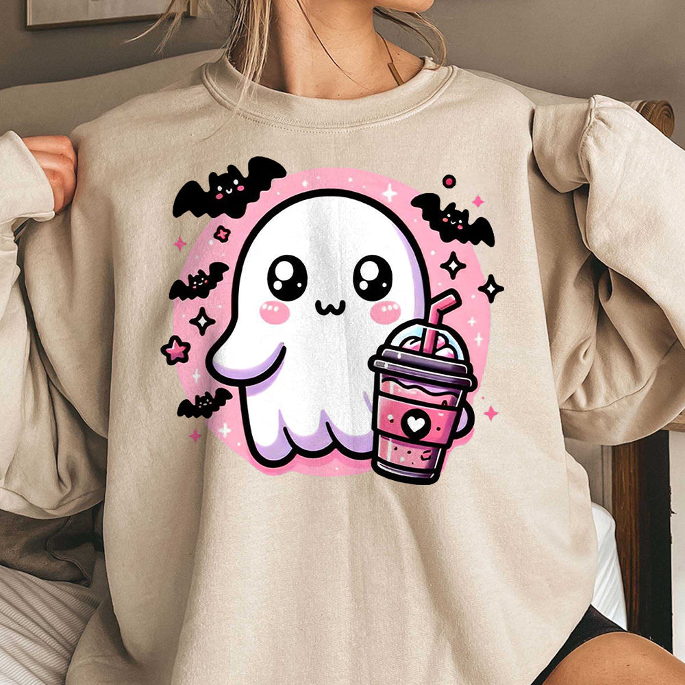Pink Cute Ghost Coquette Bow Halloween Shirt, Halloween Ghosts Tshirt, Cute Ghost Shirt, Halloween Sweater, Halloween Party, Halloween Gift 2 FB2708