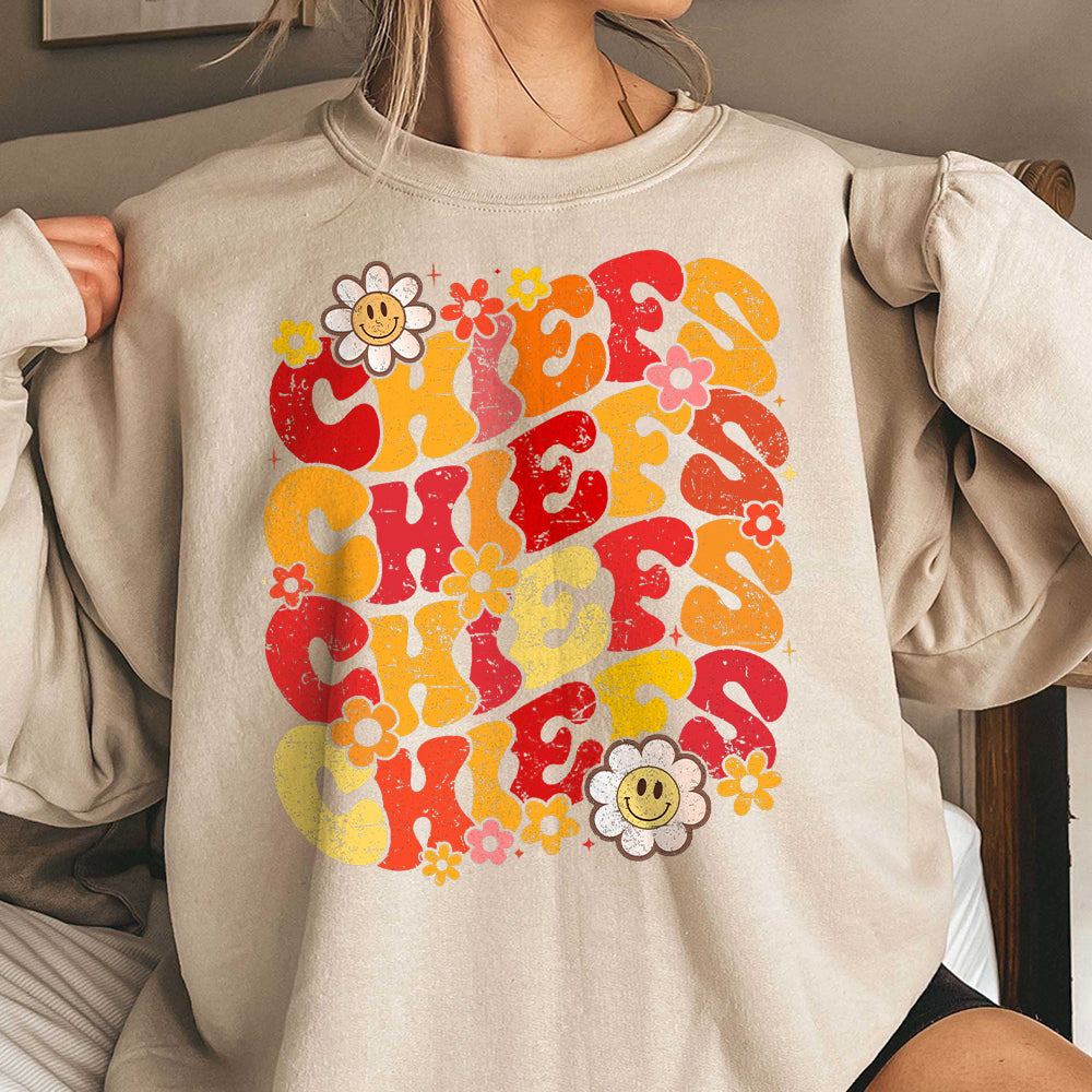 Retro Chiefs Shirt, Chiefs Sweatshirt, Floral Mascot Shirt, Football Mom Hoodie, College Football Sweatshirt, Football Shirt Women, Game Day GGG