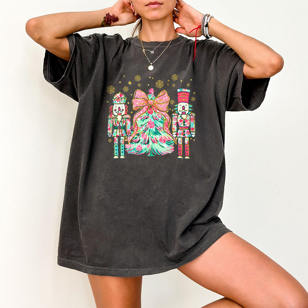 Pink floral christmas coquette png bundle, Pink Green brushstroke merry png, christmas png, christmas tree png, nutcracker png, Floral cross PNG1510 07 6 NPN