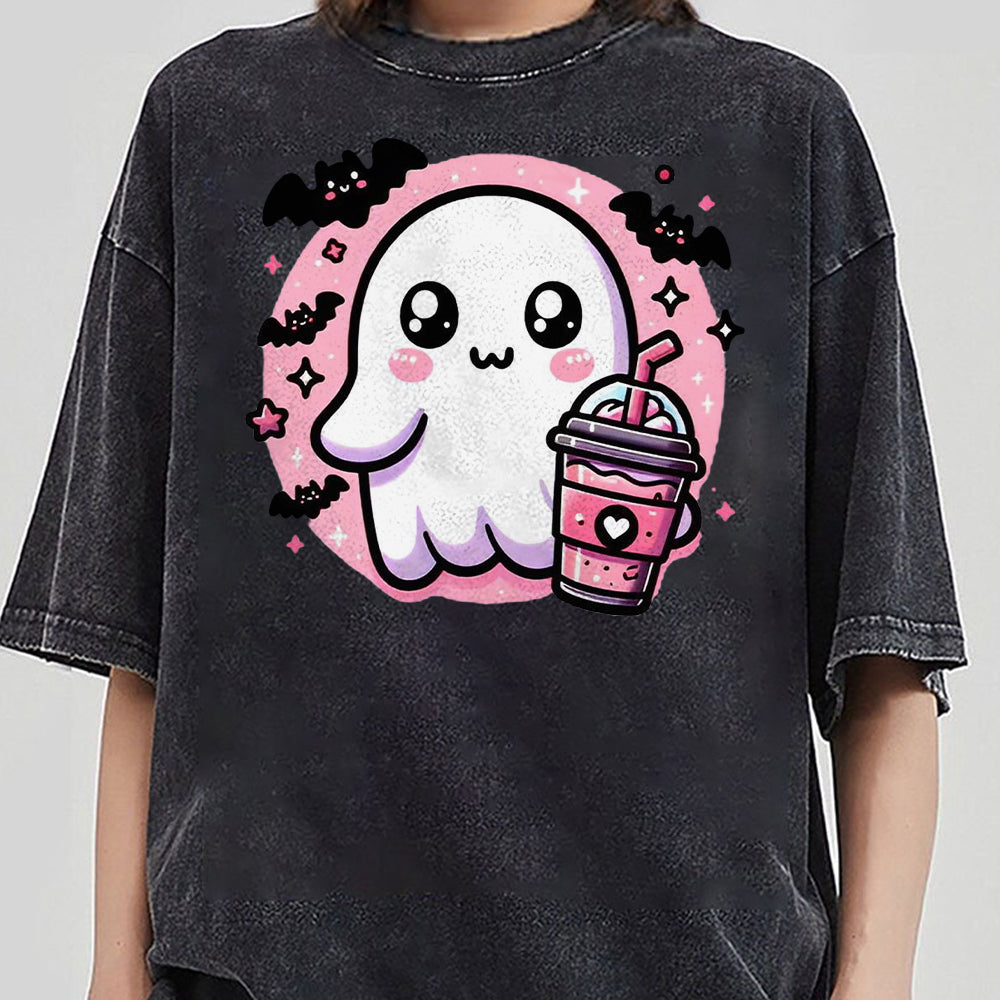 Pink Cute Ghost Coquette Bow Halloween Shirt, Halloween Ghosts Tshirt, Cute Ghost Shirt, Halloween Sweater, Halloween Party, Halloween Gift 2 FB2708
