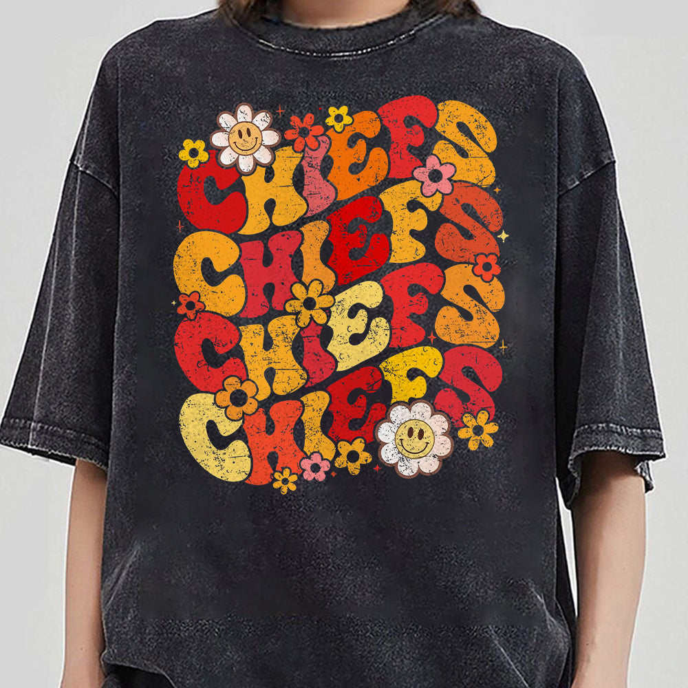 Retro Chiefs Shirt, Chiefs Sweatshirt, Floral Mascot Shirt, Football Mom Hoodie, College Football Sweatshirt, Football Shirt Women, Game Day GGG