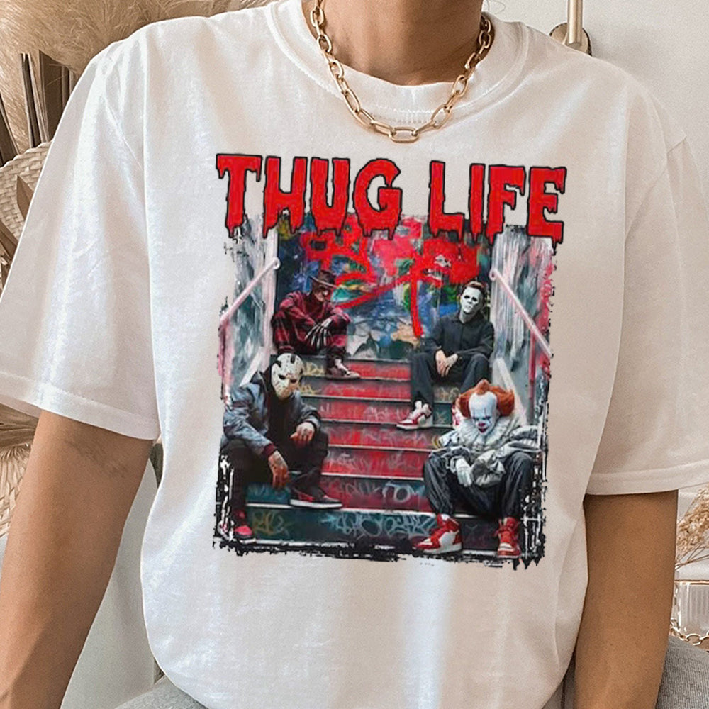 Thug Life Horror Movie Shirt, Friends Horror Characters Shirt, Horror Movie Killers Shirt, Scary Shirt, Halloween Shirt, Friend Horror Shirt  HW2008 06