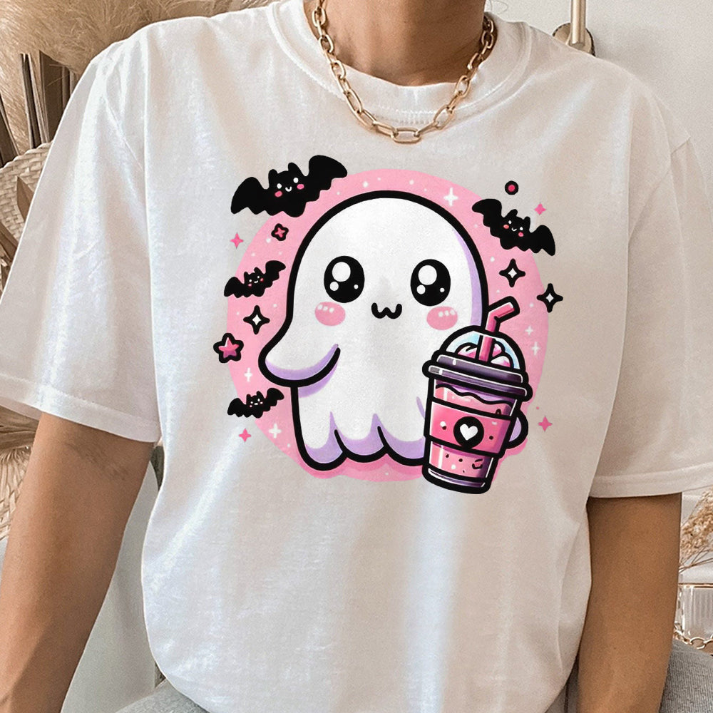 Pink Cute Ghost Coquette Bow Halloween Shirt, Halloween Ghosts Tshirt, Cute Ghost Shirt, Halloween Sweater, Halloween Party, Halloween Gift 2 FB2708