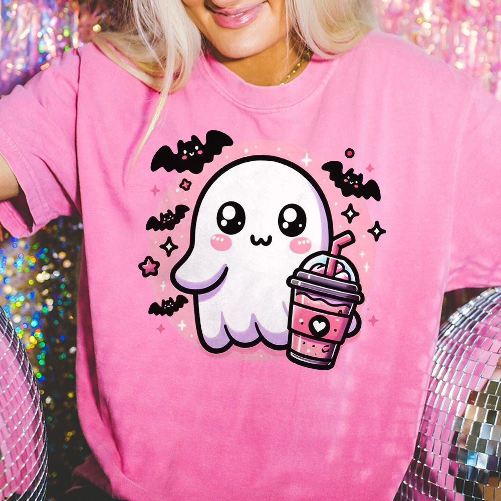 Pink Cute Ghost Coquette Bow Halloween Shirt, Halloween Ghosts Tshirt, Cute Ghost Shirt, Halloween Sweater, Halloween Party, Halloween Gift 2 FB2708