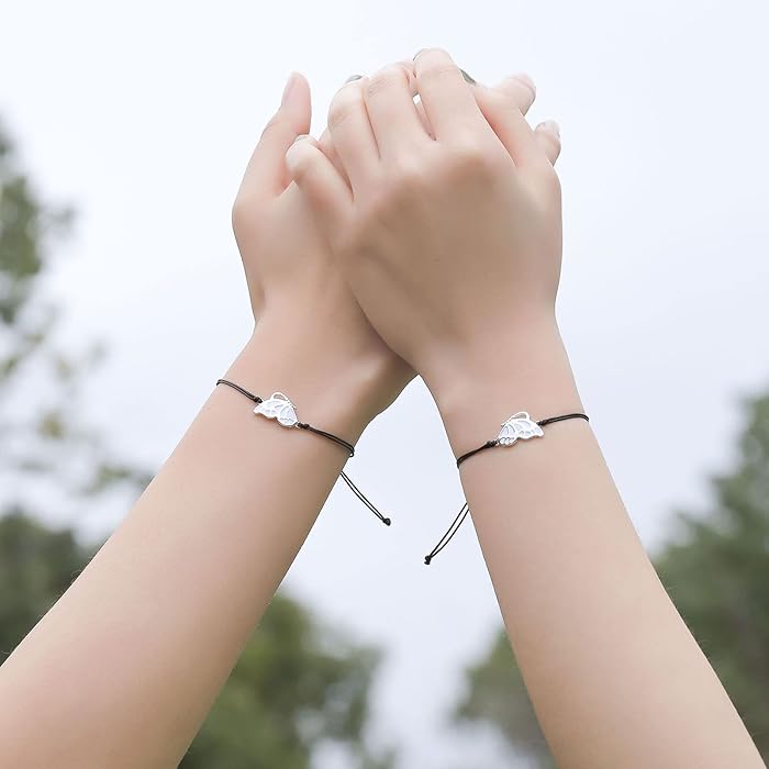 Best Friends Friendship Bracelets for 2 Girls, BFF Long Distance Matching Butterfly Bracelets Friendship Gifts for Women Friends Birthday Back to School First Day of School Jewelry GiftBracelet3au