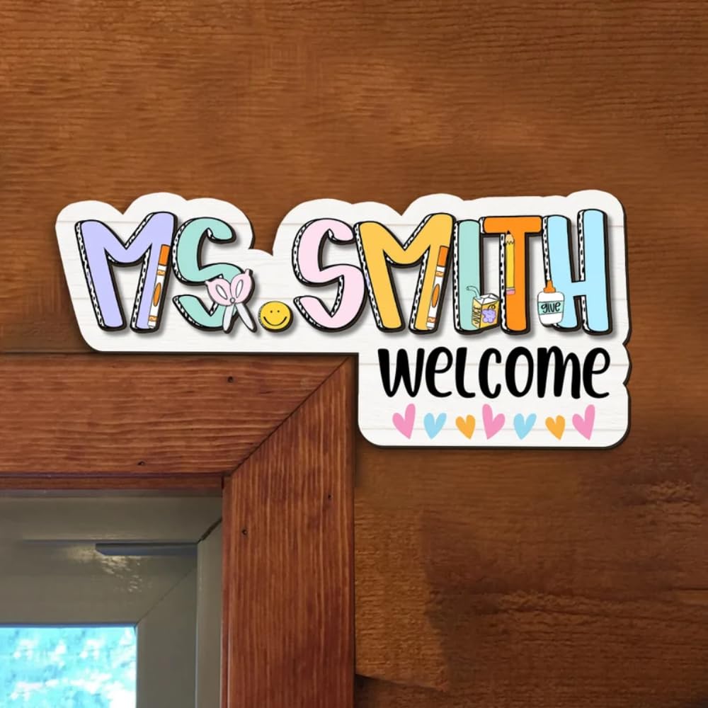 Persomalized 3D Teacher Name Doorframe Corner Sign, Custom 3D Teacher Door Sign, Teacher Back to School Gift, Teacher Doorframe Sign, Classroom Decor Dofra