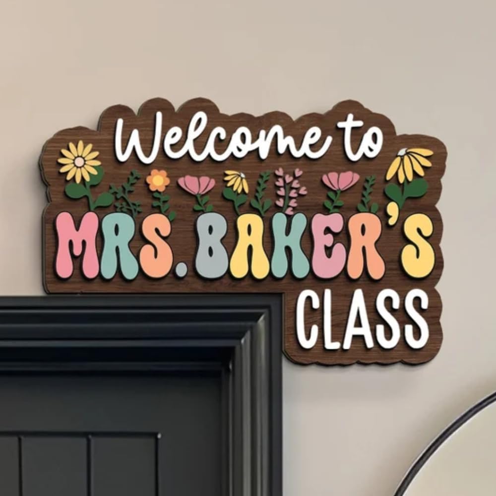 Personalized Teacher 3D Doorframe Sign, Welcome Back to School Sign, Classroom Decor, New Teacher Gift, Classroom Door Sign, Teacher Gift Dofra