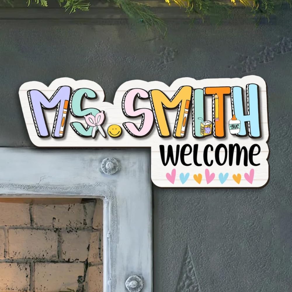 Persomalized 3D Teacher Name Doorframe Corner Sign, Custom 3D Teacher Door Sign, Teacher Back to School Gift, Teacher Doorframe Sign, Classroom Decor Dofra