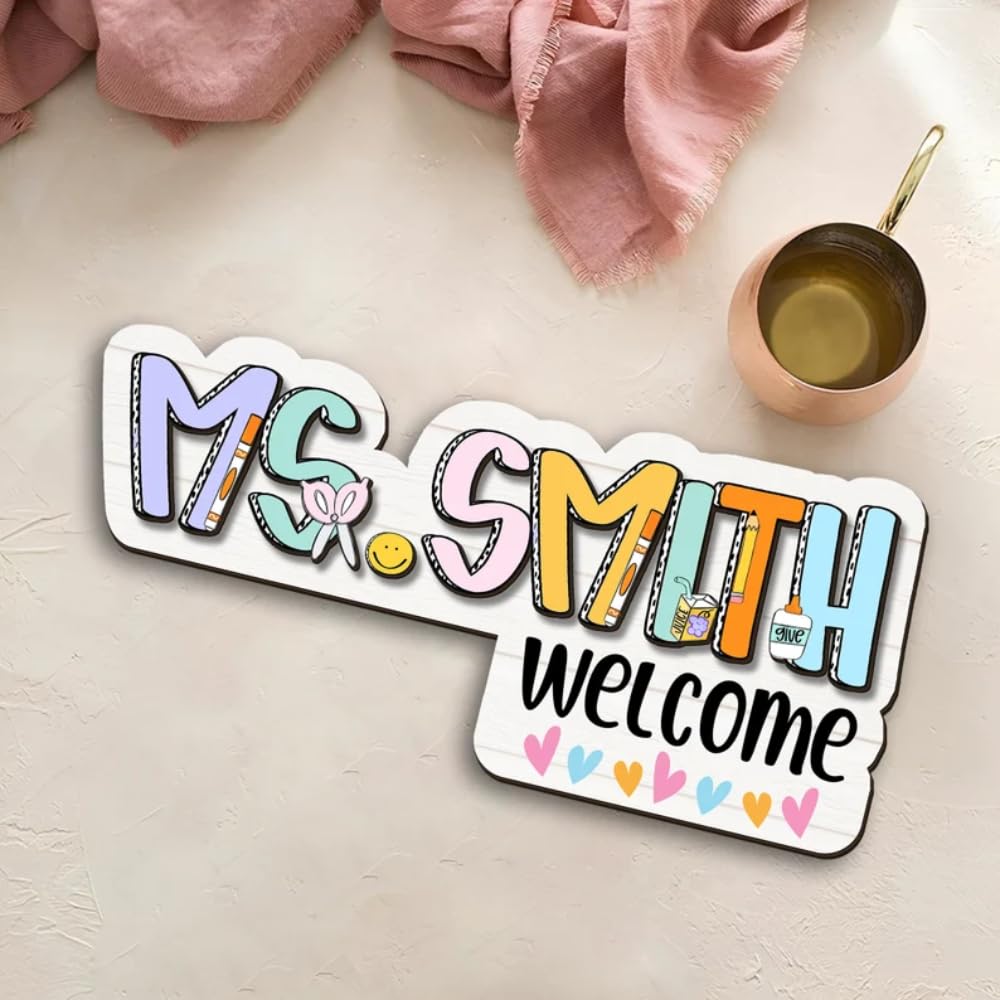 Persomalized 3D Teacher Name Doorframe Corner Sign, Custom 3D Teacher Door Sign, Teacher Back to School Gift, Teacher Doorframe Sign, Classroom Decor Dofra