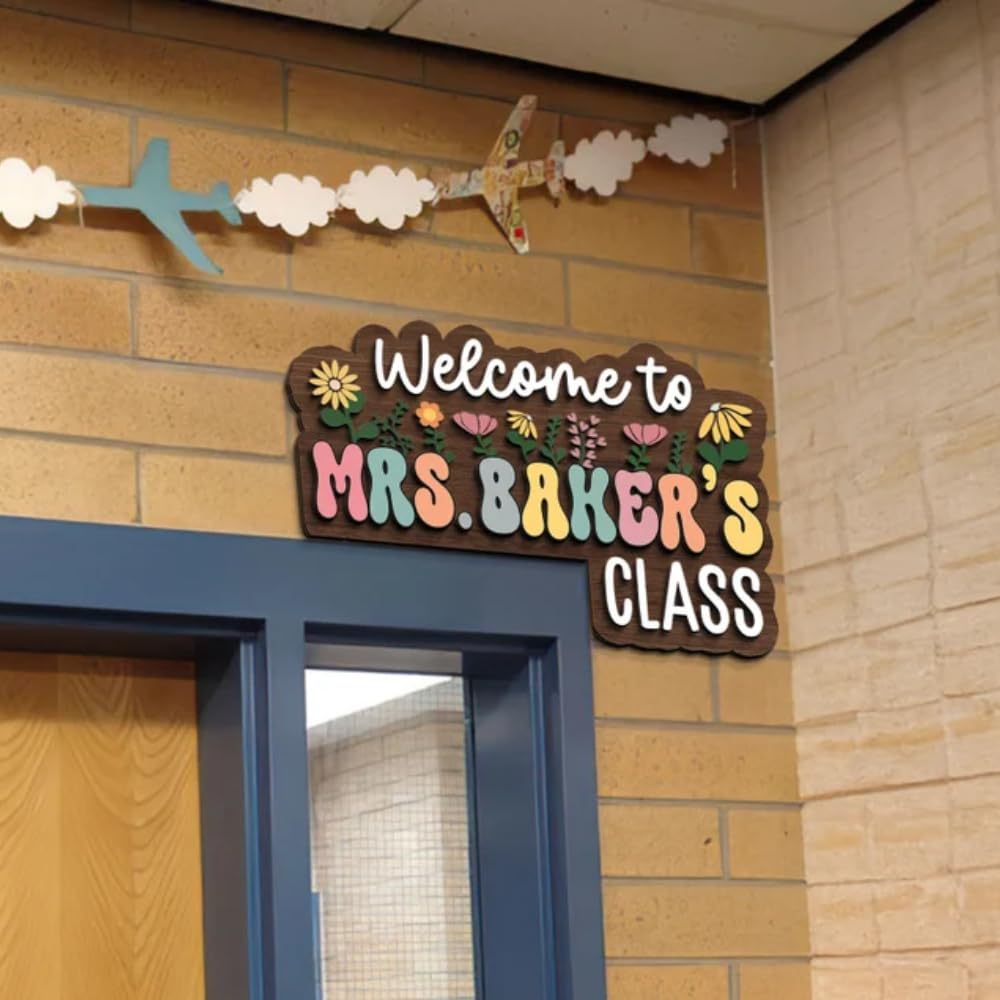 Personalized Teacher 3D Doorframe Sign, Welcome Back to School Sign, Classroom Decor, New Teacher Gift, Classroom Door Sign, Teacher Gift Dofra