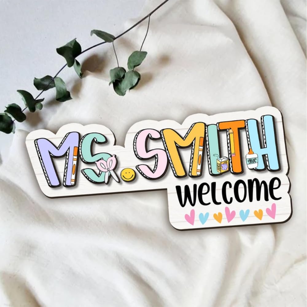 Persomalized 3D Teacher Name Doorframe Corner Sign, Custom 3D Teacher Door Sign, Teacher Back to School Gift, Teacher Doorframe Sign, Classroom Decor Dofra