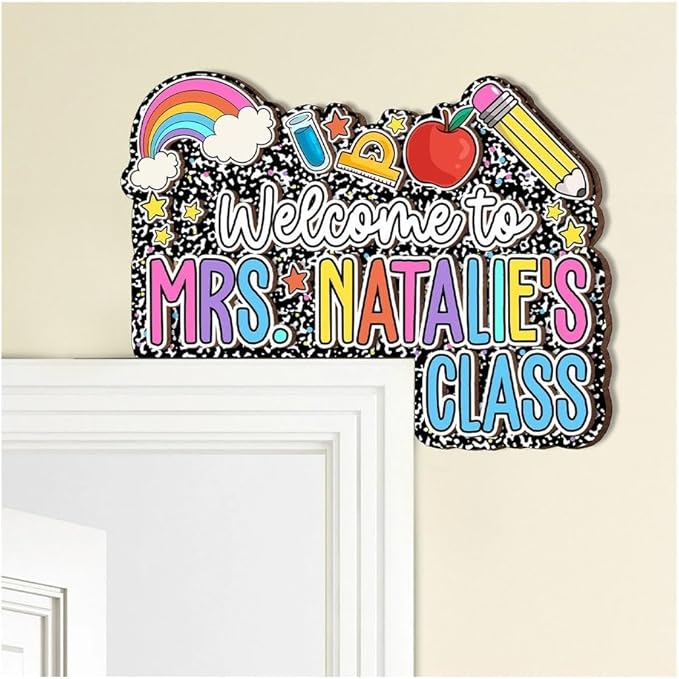 Personalized Classroom 3D Doorframe Corner Sign - Classroom Custom Decor Doorframe Sign - Dot Dalmatian Theme Decor - Custom 3D Back to School Sign Dofra