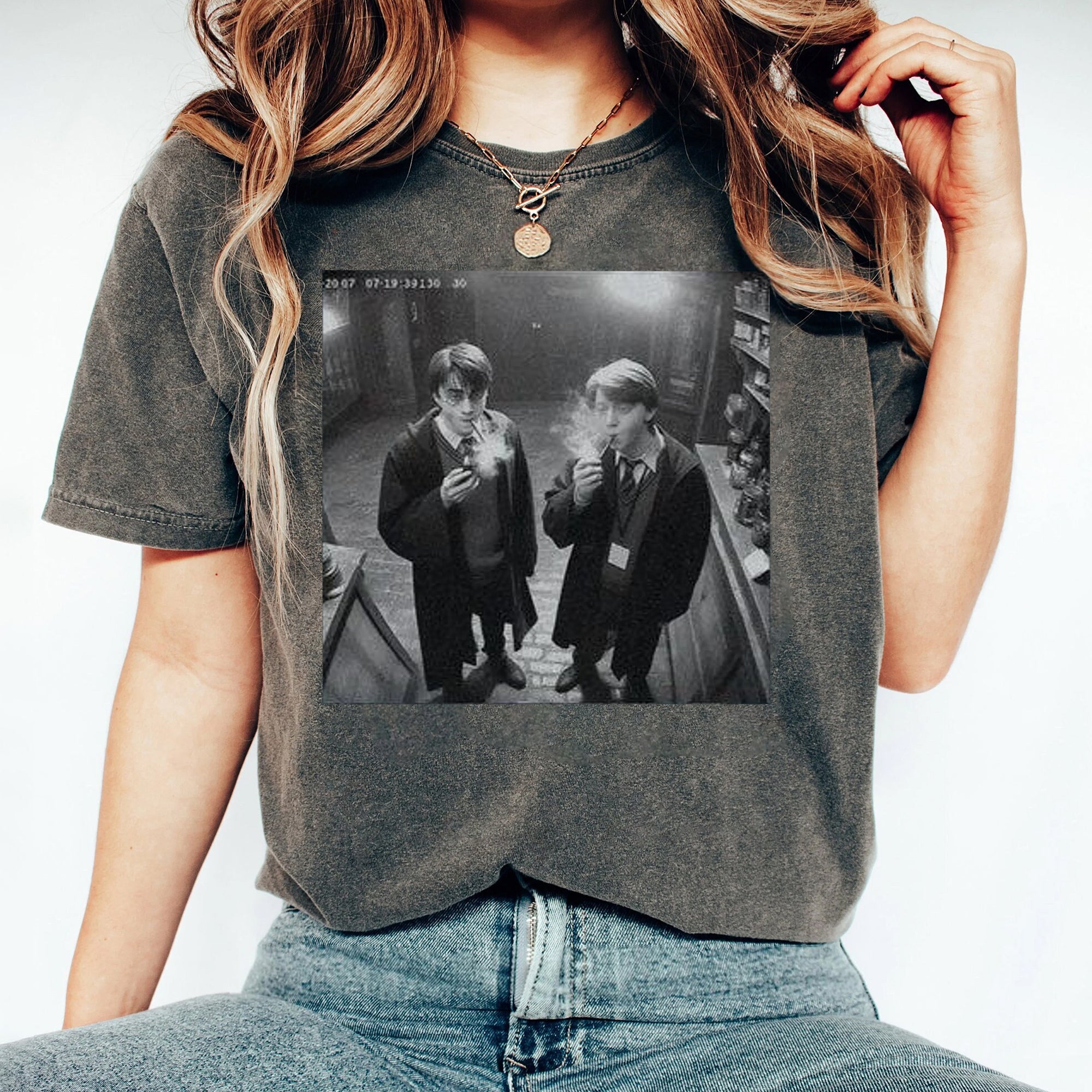 Harry and Ron Smoking Shirt Potter Tshirt Wizarding Fan Shirt Potterhead Christmas Birthday Gift Potter Book Funny 90s Vintage Meme Shirt 2 DDD