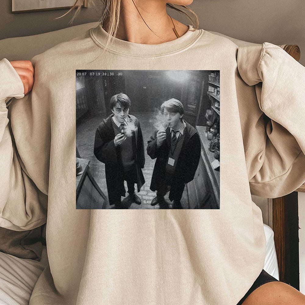 Harry and Ron Smoking Shirt Potter Tshirt Wizarding Fan Shirt Potterhead Christmas Birthday Gift Potter Book Funny 90s Vintage Meme Shirt 2 DDD