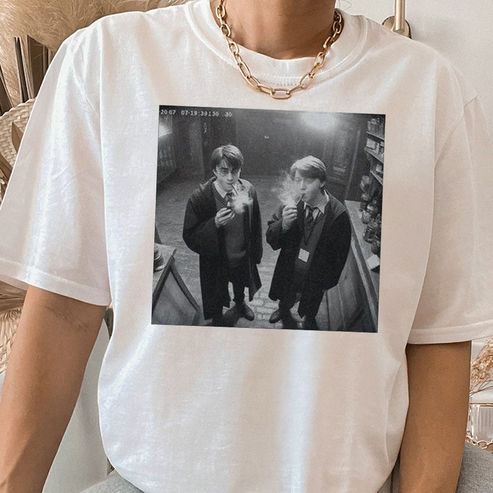 Harry and Ron Smoking Shirt Potter Tshirt Wizarding Fan Shirt Potterhead Christmas Birthday Gift Potter Book Funny 90s Vintage Meme Shirt 2 DDD