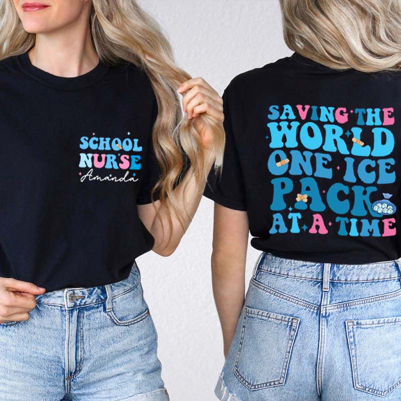 Personalized Saving The World One Ice Pack At A Time Teacher Two Sided T-Shirt 2MAT88