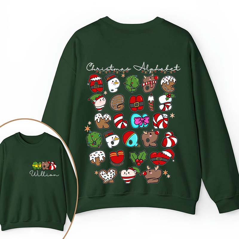 Personalized Christmas Alphabet Teacher Two Sided Sweatshirt 2MAT88