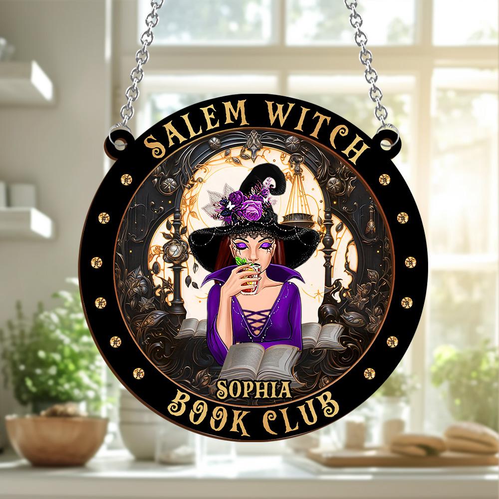 Salem Witch Book Club Personalized Witch Window Hanging Suncatcher Ornament ORHA2208